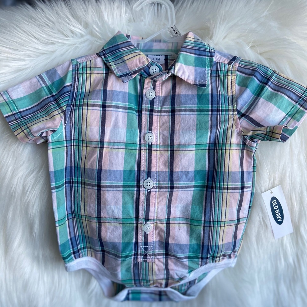 Baby Boy Collared Button Down Onesie  NWT